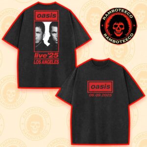 Oasis Live ’25 North America Tour Los Angeles 2025 Venue Tee At Rose Bowl On Sept 6 2025 Merch Washed T-Shirt