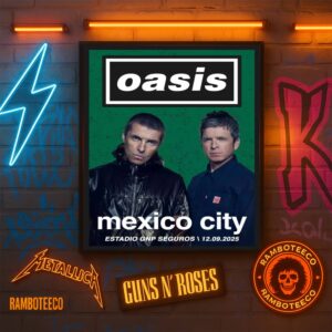 Oasis Live ’25 Tour Mexico 2025 Music Poster At Estadio GNP Seguros On Sept 12 2025 Home Decor Poster Canvas