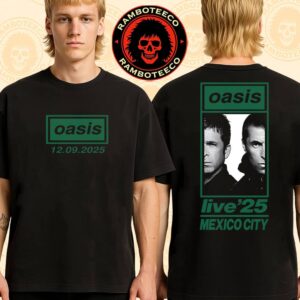 Oasis Live ’25 Tour Mexico 2025 Venue Tee At Estadio GNP Seguros On Sept 12 2025 Merch Two Sided T-Shirt