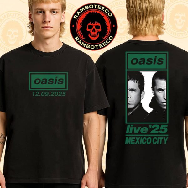 Oasis Live ’25 Tour Mexico 2025 Venue Tee At Estadio GNP Seguros On Sept 12 2025 Merch Two Sided T-Shirt