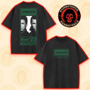 Oasis Live ’25 Tour Mexico 2025 Venue Tee At Estadio GNP Seguros On Sept 12 2025 Merch Washed T-Shirt