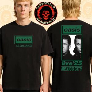 Oasis Live ’25 Tour Mexico 2025 Venue Tee At Estadio GNP Seguros On Sept 13 2025 Merch Two Sided T-Shirt