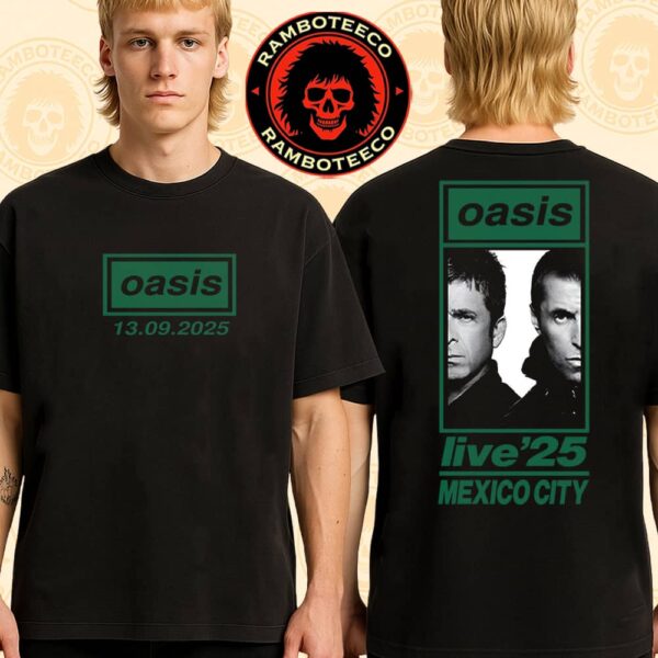 Oasis Live ’25 Tour Mexico 2025 Venue Tee At Estadio GNP Seguros On Sept 13 2025 Merch Two Sided T-Shirt