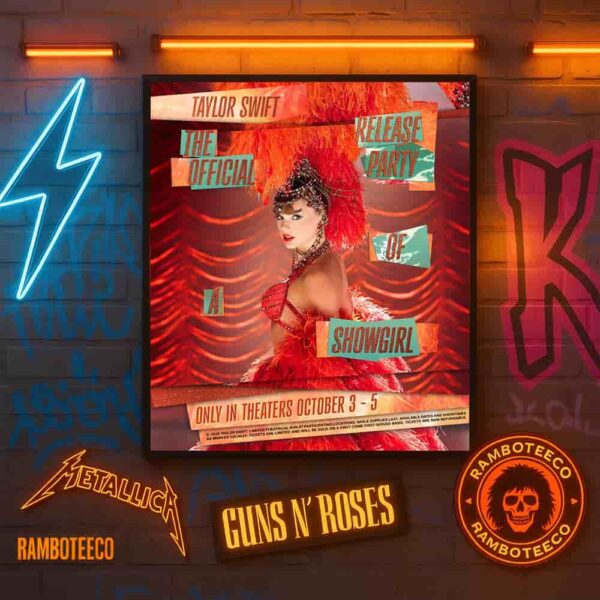 Official Poster Taylor Swift Release Party Of A Showgirl Only In Theaters On October 3-5 2025 Home Decor Poster Canvas