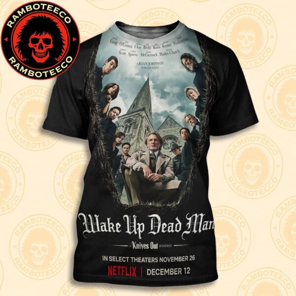 Official Poster Wake Up Dead Man A Knives Out Mystery Release In Theaters On Nov 26 And In Netflix On Dec 12 2025 All Over Print T-Shirt