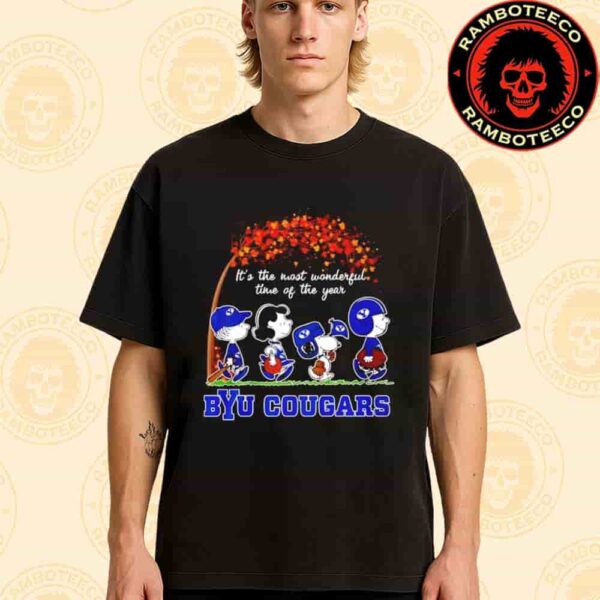 Peanuts Characters X BYU Cougars NFL Its The Most Wonderful Time Of The Year Merchandise Unisex T-Shirt