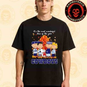 Peanuts Characters X Dallas Cowboys NFL Its The Most Wonderful Time Of The Year Merchandise Unisex T-Shirt