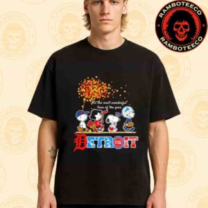 Peanuts Characters X Detroit Pistons NFL Its The Most Wonderful Time Of The Year Merchandise Unisex T-Shirt