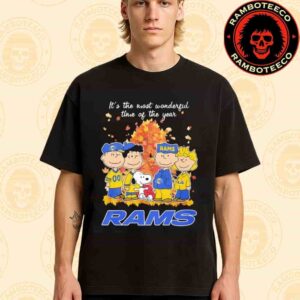 Peanuts Characters X Los Angeles Rams NFL Its The Most Wonderful Time Of The Year Merchandise Unisex T-Shirt