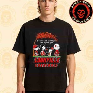 Peanuts Characters X Louisville Cardinals NFL Its The Most Wonderful Time Of The Year Merchandise Unisex T-Shirt