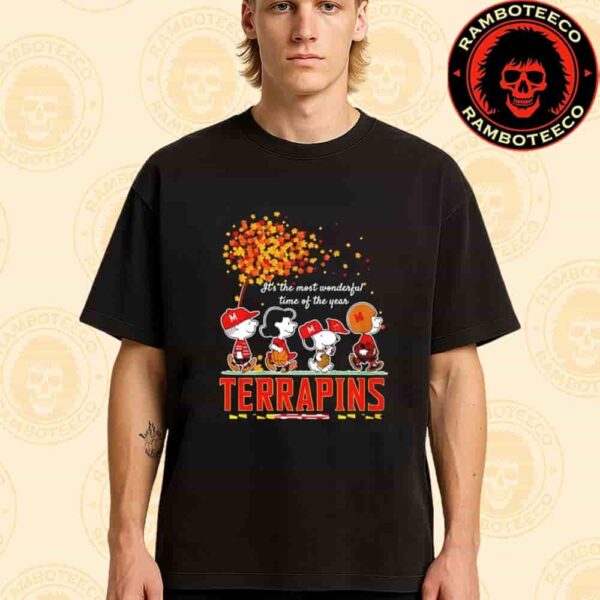 Peanuts Characters X Maryland Terrapins NFL Its The Most Wonderful Time Of The Year Merchandise Unisex T-Shirt