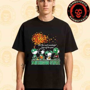 Peanuts Characters X Michigan State Spartans NFL Its The Most Wonderful Time Of The Year Merchandise Unisex T-Shirt