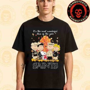 Peanuts Characters X New Orleans Saints NFL Its The Most Wonderful Time Of The Year Merchandise Unisex T-Shirt