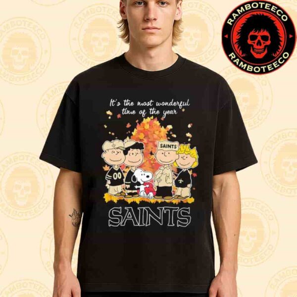 Peanuts Characters X New Orleans Saints NFL Its The Most Wonderful Time Of The Year Merchandise Unisex T-Shirt