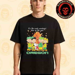 Peanuts Characters X Oregon Ducks NFL Its The Most Wonderful Time Of The Year Merchandise Unisex T-Shirt