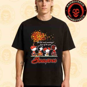 Peanuts Characters X Oregon State Beavers NFL Its The Most Wonderful Time Of The Year Merchandise Unisex T-Shirt