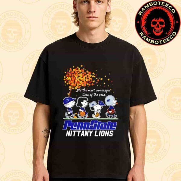 Peanuts Characters X Penn State Nittany Lions NFL Its The Most Wonderful Time Of The Year Merchandise Unisex T-Shirt