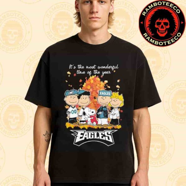 Peanuts Characters X Philadelphia Eagles NFL Its The Most Wonderful Time Of The Year Merchandise Unisex T-Shirt