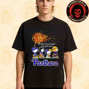 Peanuts Characters X Pittsburgh Panthers NFL Its The Most Wonderful Time Of The Year Merchandise Unisex T-Shirt