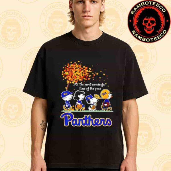 Peanuts Characters X Pittsburgh Panthers NFL Its The Most Wonderful Time Of The Year Merchandise Unisex T-Shirt