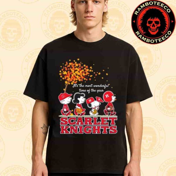 Peanuts Characters X Scarlet Knights NFL Its The Most Wonderful Time Of The Year Merchandise Unisex T-Shirt