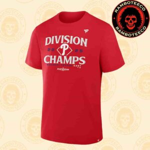 Philadelphia Phillies Fanatics Red 2025 NL East Division Champions Postseason Locker Room Merchandise Unisex T-Shirt