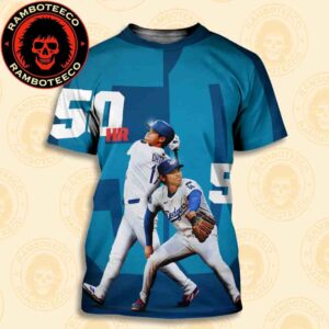 Shohei Ohtani Los Angeles Dodgers The First Player In MLB History With 50 Homers And 50 Strikeouts In The Same Season All Over Print T-Shirt