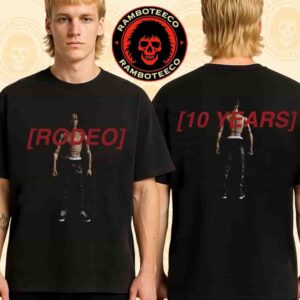 Travis Scott Rodeo 10 Years Anniversary Collection 2025 Merch Action Figure Print Two Sided T-Shirt