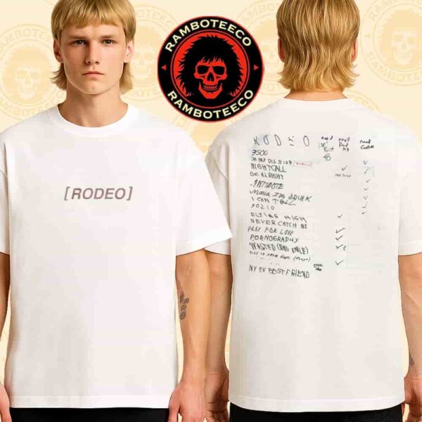Travis Scott Rodeo 10 Years Anniversary Collection 2025 Merch Jim Joe Board Print Two Sided T-Shirt